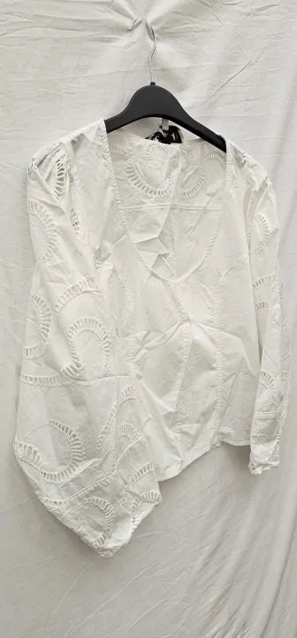 7 For All Mankind - White Balloon Sleeve Cotton Top - White Size: Xs