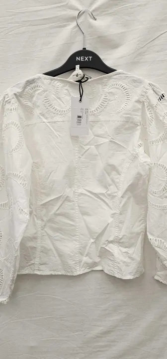 7 For All Mankind - White Balloon Sleeve Cotton Top - White Size: Xs