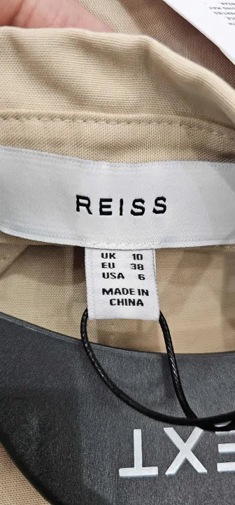 Reiss - Nude Yasmin Linen Shirt Dress - Beige Size: Uk10