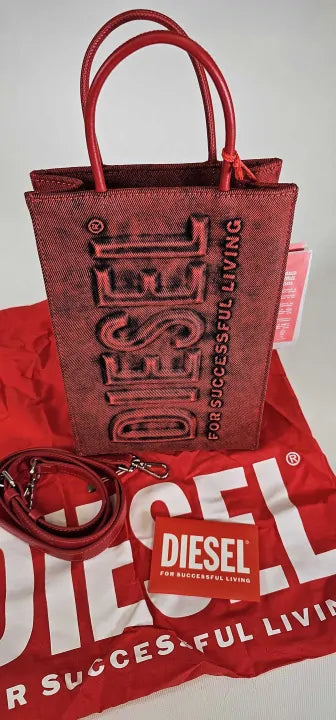 Dsl 3D Logo-Embossed Tote Bag -Red Size: Small