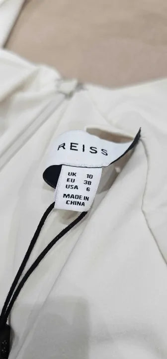 Reiss - White Wide Leg Drape Jumpsuit - Cream Size: Uk10