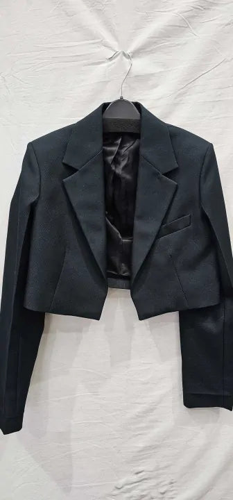 Victoria Beckham - Dark Green Cropped Tailored Jacket - Green Size: Uk10
