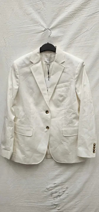 Reiss - White Harper Cotton Blazer - White Size: Uk10