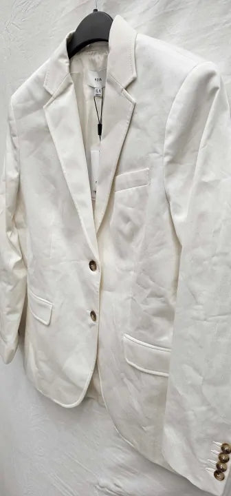 Reiss - White Harper Cotton Blazer - White Size: Uk10