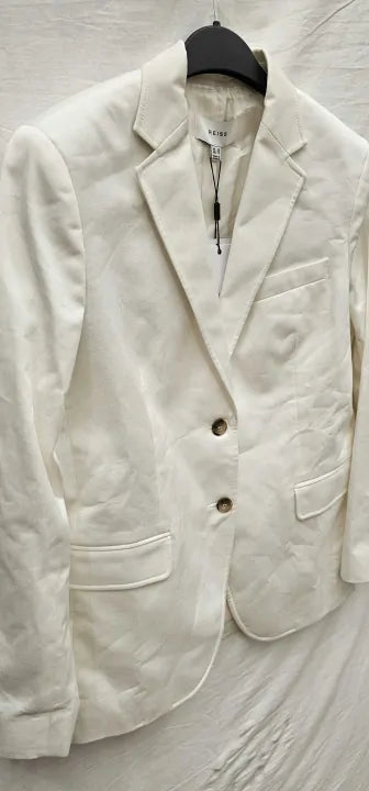 Reiss - White Harper Cotton Blazer - White Size: Uk10