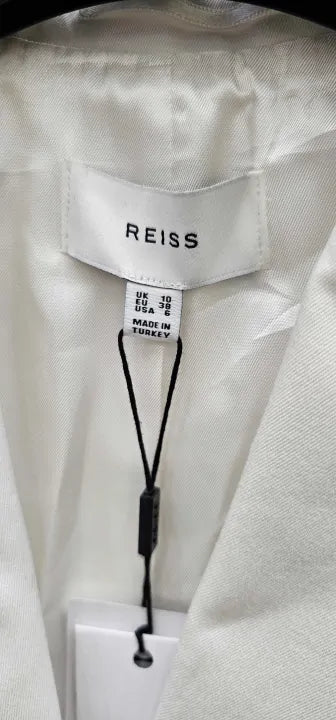 Reiss - White Harper Cotton Blazer - White Size: Uk10