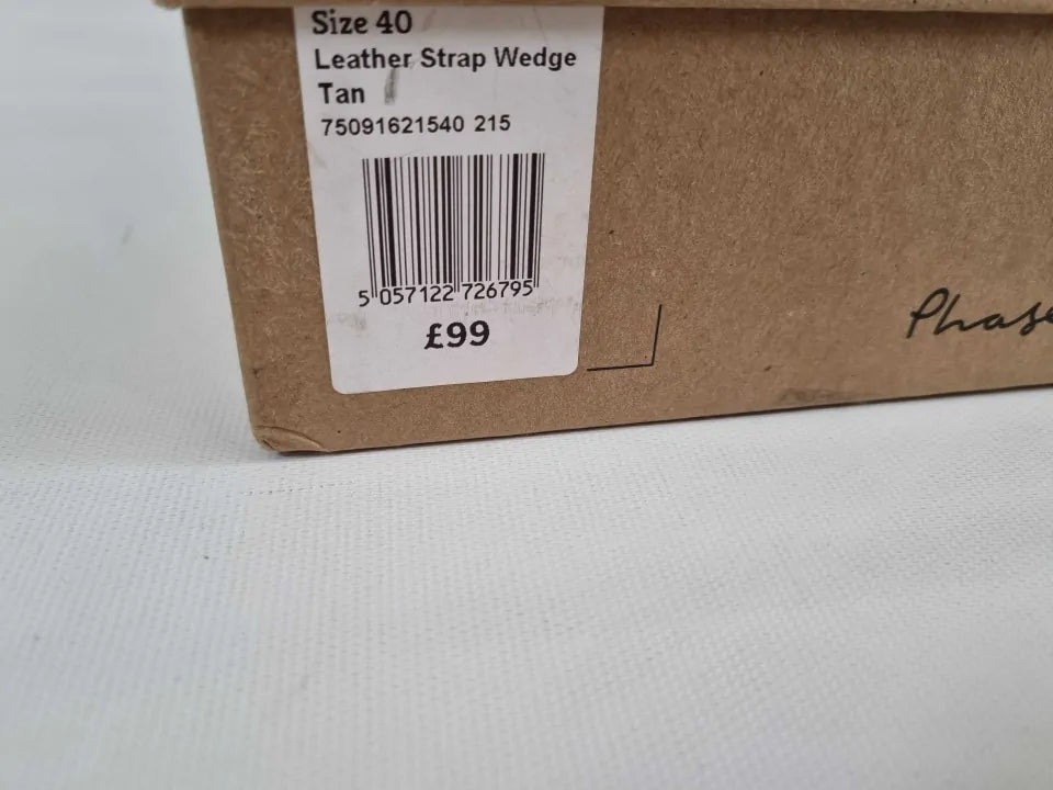 Phase Eight - Brown Leather Strap Wedge Sandals Size: Uk 7