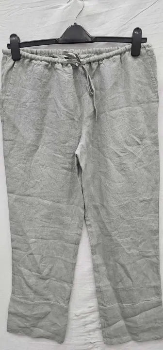 N°· Eleven - Sage Linen Tie Waist Trouser - Green Size: M