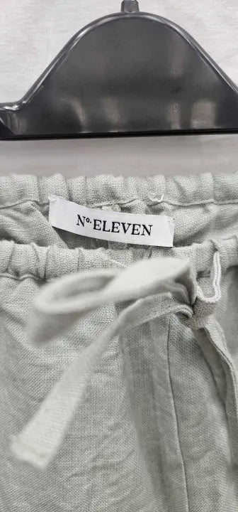 N°· Eleven - Sage Linen Tie Waist Trouser - Green Size: M