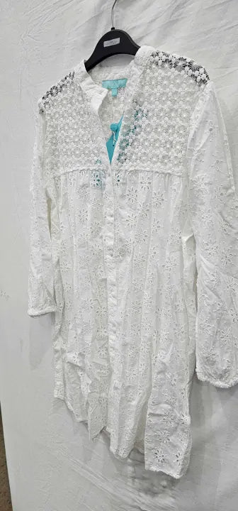 Melissa Odabash - White Barrie Broderie Anglaise Cotton Dress - White Size: S