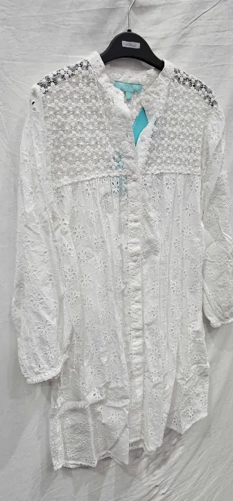 Melissa Odabash - White Barrie Broderie Anglaise Cotton Dress - White Size: S