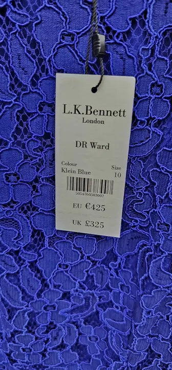 L K Bennett - Blue Ward Dress - Blue Size: Uk10