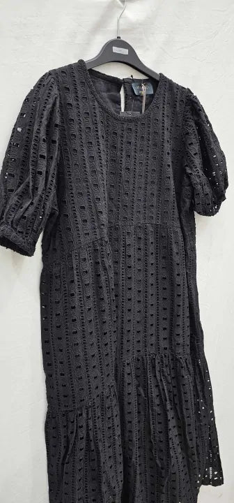 Wyse - Fleurice Broderie Dress - Black - Black Size: Uk12L