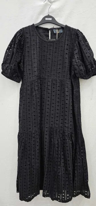 Wyse - Fleurice Broderie Dress - Black - Black Size: Uk12L