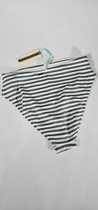 Sea Level-Sl4532Cp Khaki-10-Green-Khaki Capri Retro High Waist Bikini Briefs-Green/White Size: Uk10