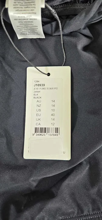 Jets - Black Plunge Tie Back Swimsuit - Black Size: Uk14