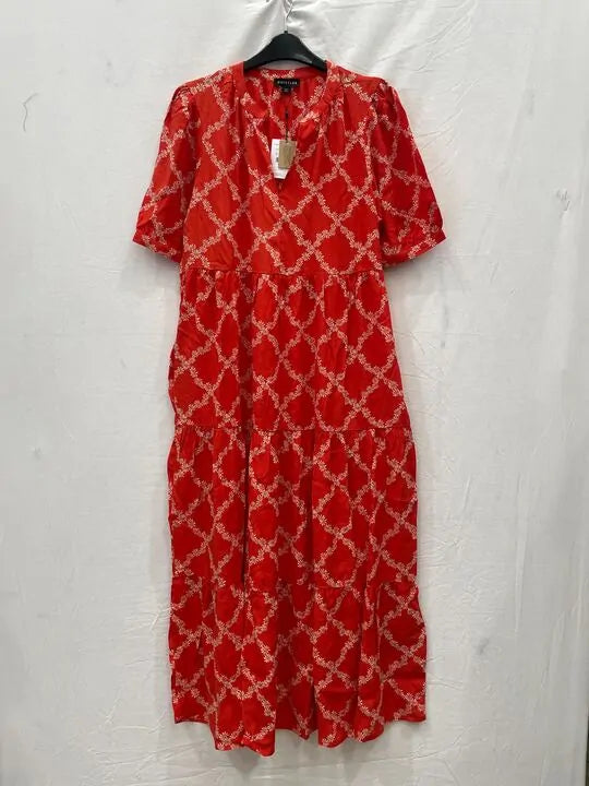 Whistles - Red Daisy Trellis Trapeze Dress Size: Uk 12