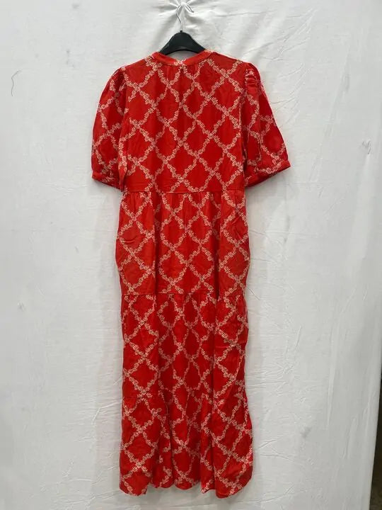 Whistles - Red Daisy Trellis Trapeze Dress Size: Uk 12