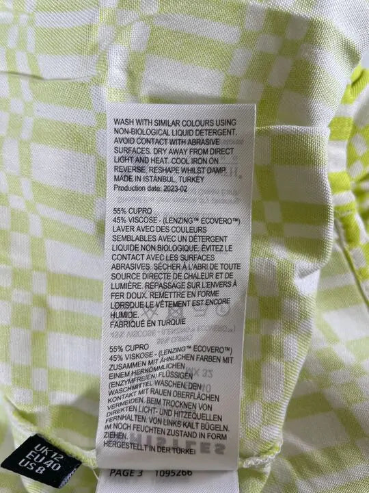 Whistles - Green Link Check Trapeze Dress Size: Uk 12