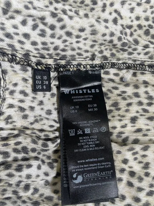 Whistles - Brown Ink Spot Trapeze Dress Size: Uk 10