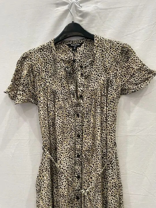 Whistles - Brown Ink Spot Trapeze Dress Size: Uk 10