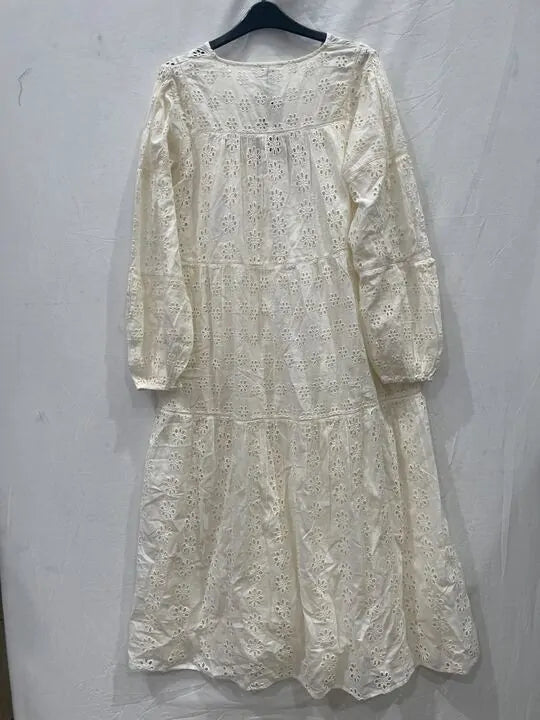 Hush - Ecru Hannah Broderie Cotton Midi Dress Size: Uk 10