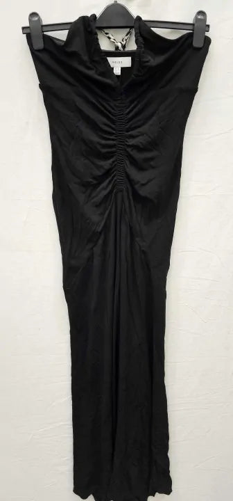 Reiss - Black Iris Tie Neck Maxi Dress - Black Size: Uk10