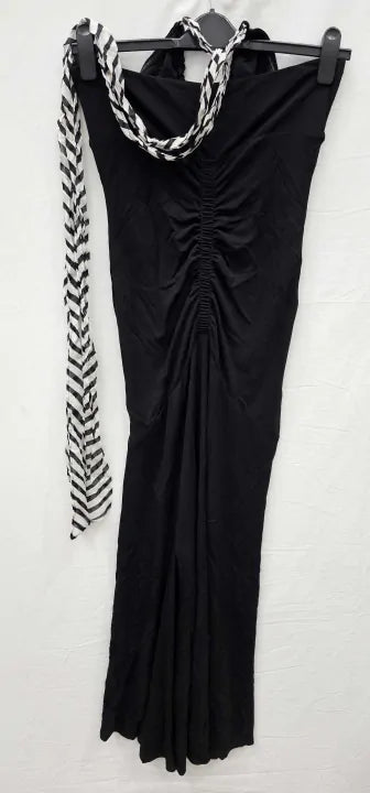 Reiss - Black Iris Tie Neck Maxi Dress - Black Size: Uk10