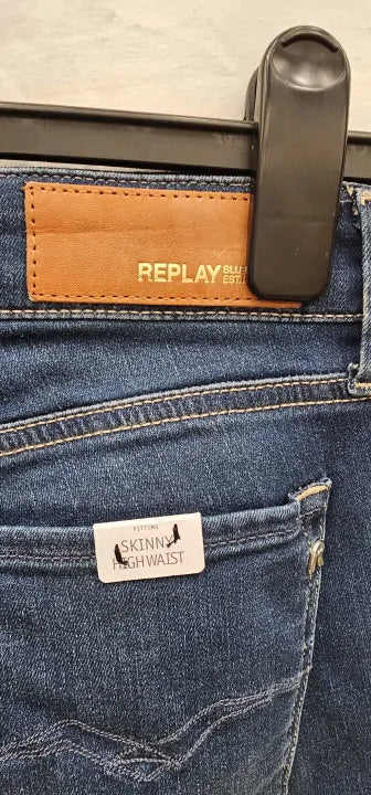 Replay - Blue High Waist Luzien Skinny Stretch Jeans - Blue Size: 27/30