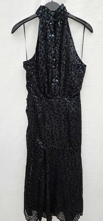 Mango - Black Halter Velvet Dress - Black Size: Xs