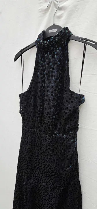 Mango - Black Halter Velvet Dress - Black Size: Xs