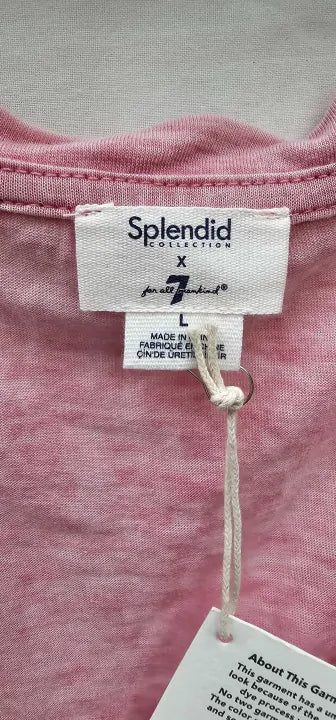 7 For All Mankind-Ssv6210Ma-L-Pink-Pink Andy V-Neck Cotton Blend T-Shirt-Pink Size: L deal !!