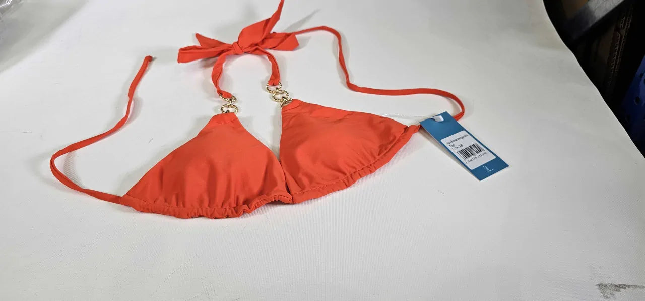 Jag London - Ibiza Sunset Orange Bikini Top- Orange Size: Xs