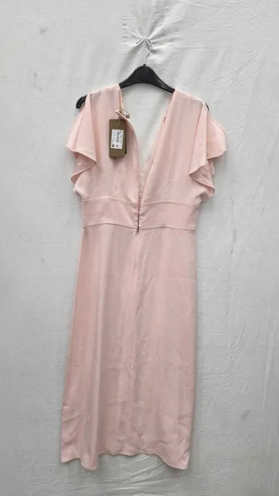 Boss - Pink Dawinga V-Neck Midi Dress Size: Uk 12