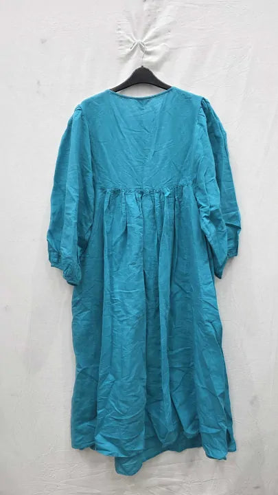 Whistles - Turquoise Gloria Linen Blend Dress Size: Uk 20