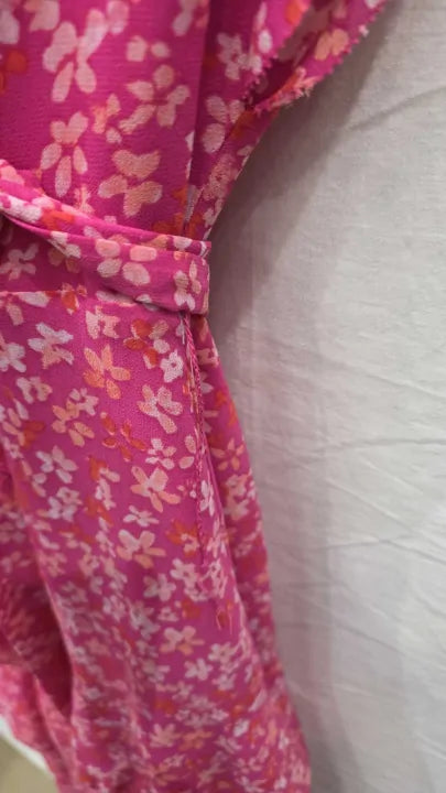 Phase Eight - Pink Breesha Ruffled Tiered Printed Dress Size: Uk 14