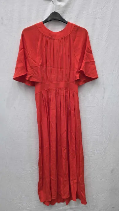 Whistles - Red Amelia Cape Sleeve Midi Dress Size: Uk 8
