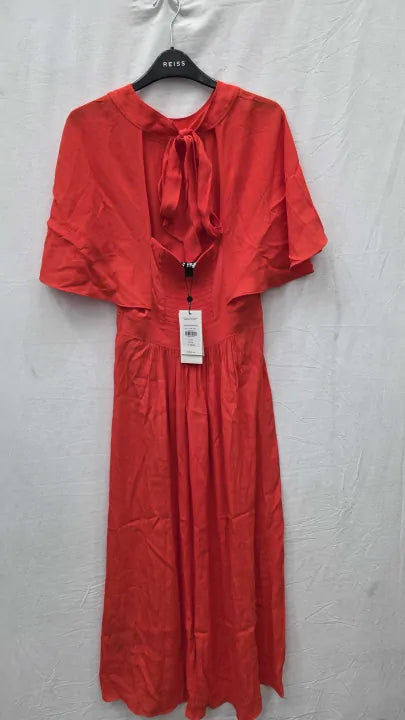 Whistles - Red Amelia Cape Sleeve Midi Dress Size: Uk 8