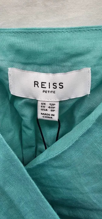 Reiss-29335834-12-Blue-Blue Esme Petite Wrap Dress-Blue Size: Uk12
