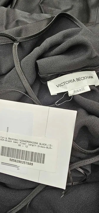 Victoria Beckham-1422Wdr004235A Black-12-Black-Black Cami Floor Length Dress-Black Size: Uk12