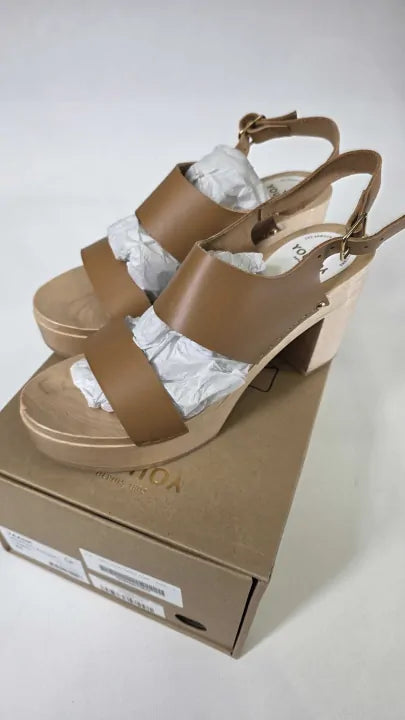 Wyse - Camel Chunky Heeled Clogs Size: Uk 7