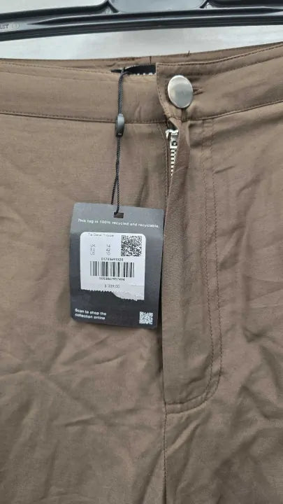 Whistles - Brown Tie Detail Silk Blend Trousers Size: Uk 14
