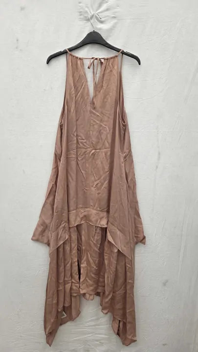 Reiss - Nude Demi-v Neck Strappy Dress Size: Uk 12