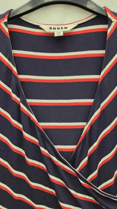 Boden Blue Hotch Stripe Jersey Midi Dress Size: Uk 8