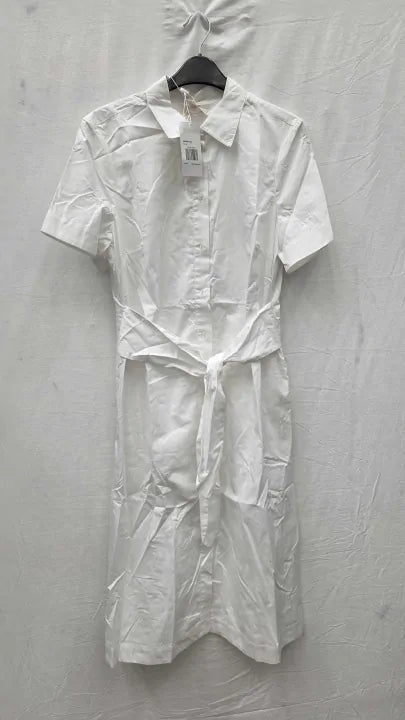 Michael Kors White Cotton Shirt Dress Size: Small