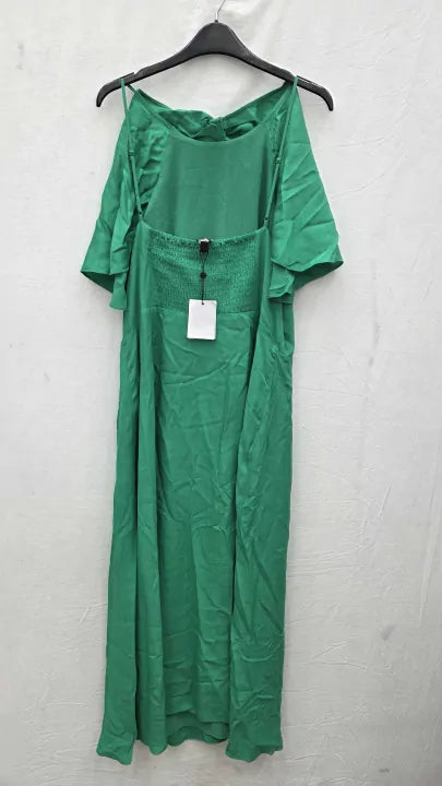 Whistles Green Annabelle Cape Sleeve Dress Size: Uk 18