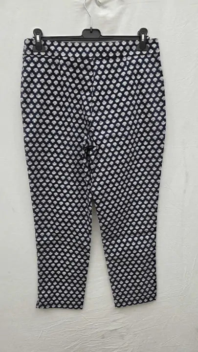 Hobbs London Navy-navy Florence Capri Printed Trousers Size: Uk 12