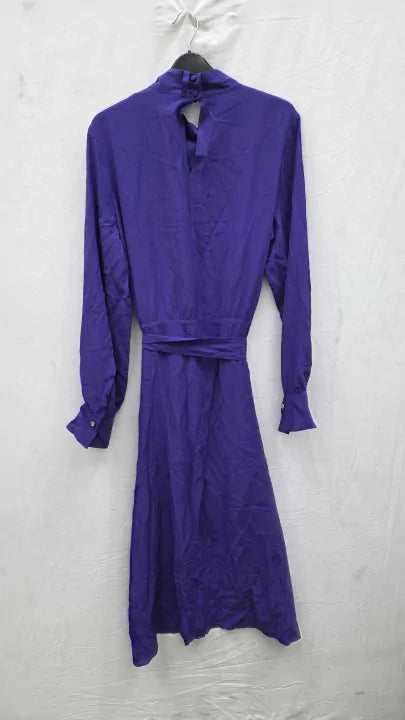 Really Wild Purple Liberty Silk Pleated Dress Size: Uk 12