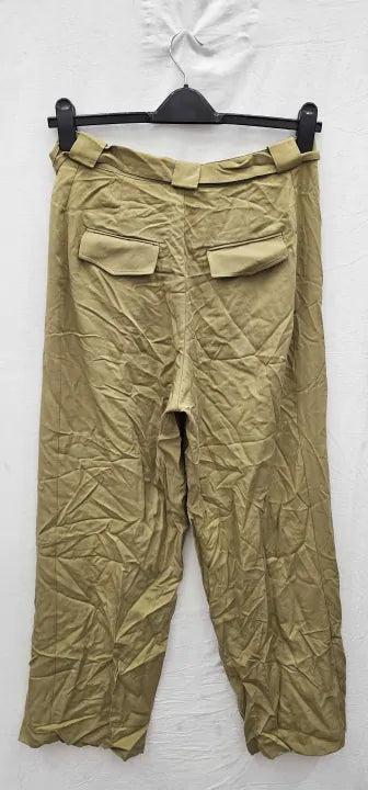 Ted Baker-270496 Khaki-12-green-yellow Jemila Wide Leg Trousers-green Size: 3