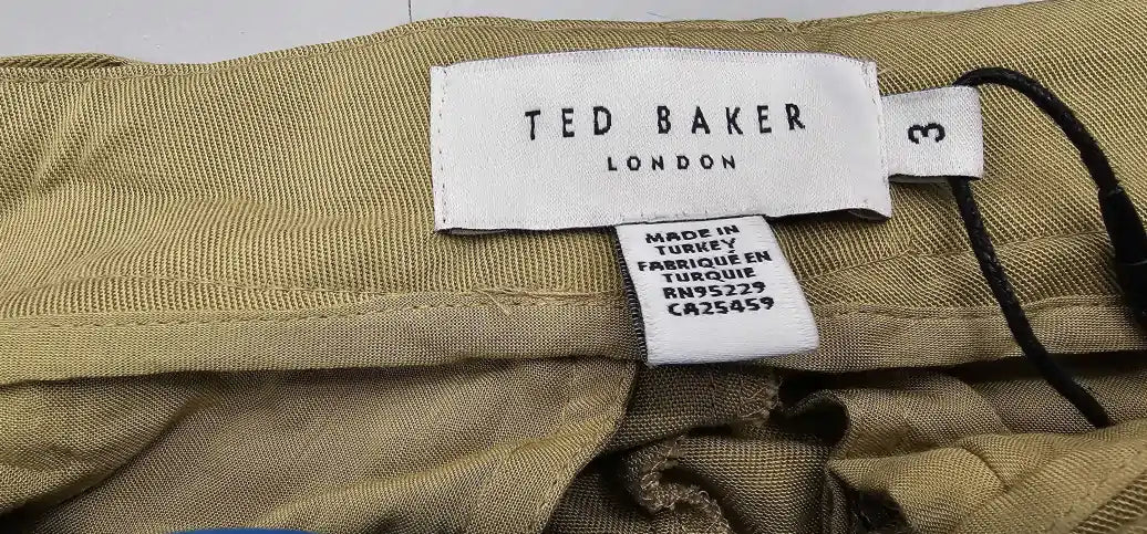 Ted Baker-270496 Khaki-12-green-yellow Jemila Wide Leg Trousers-green Size: 3